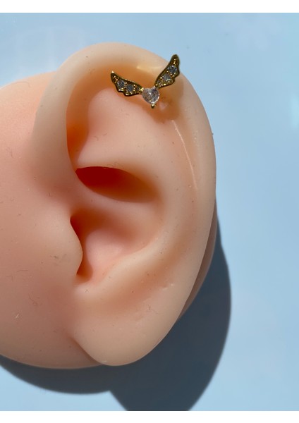 Piercing Taşlı Tragus Helix Lobe Kıkırdak Yarasa Çelik fırsatları