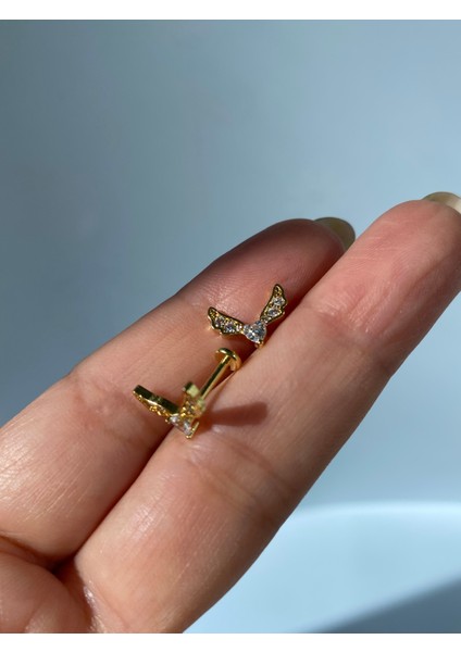 Piercing Taşlı Tragus Helix Lobe Kıkırdak Yarasa Çelik indirimleri