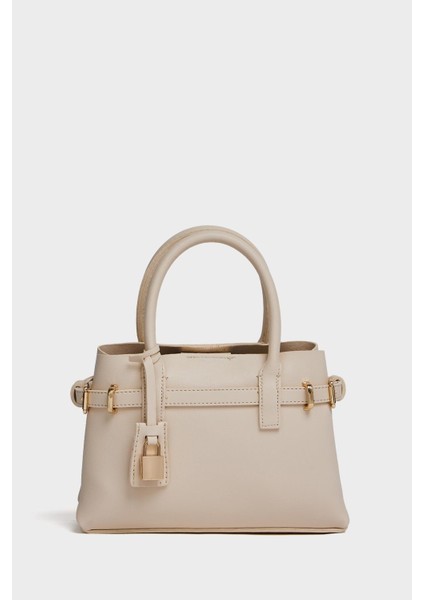 Krem Kadın Mini Kilit Detaylı El ve Omuz Çantası fiyatları