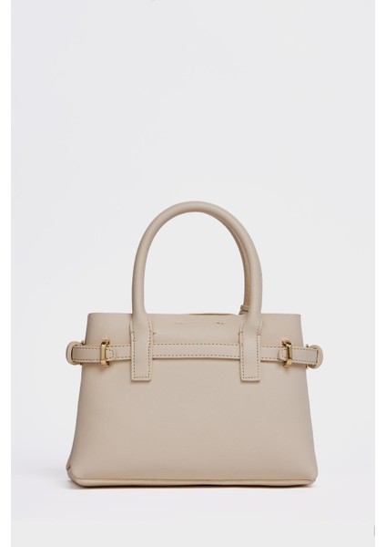 Krem Kadın Mini Kilit Detaylı El ve Omuz Çantası fırsatları