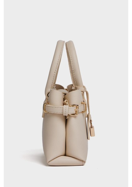 Krem Kadın Mini Kilit Detaylı El ve Omuz Çantası indirimleri
