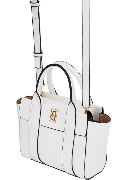 Beyaz Kadın Mini Tote El ve Omuz Çantası