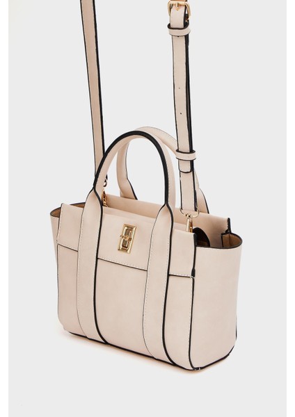 Krem Kadın Mini Tote El ve Omuz Çantası