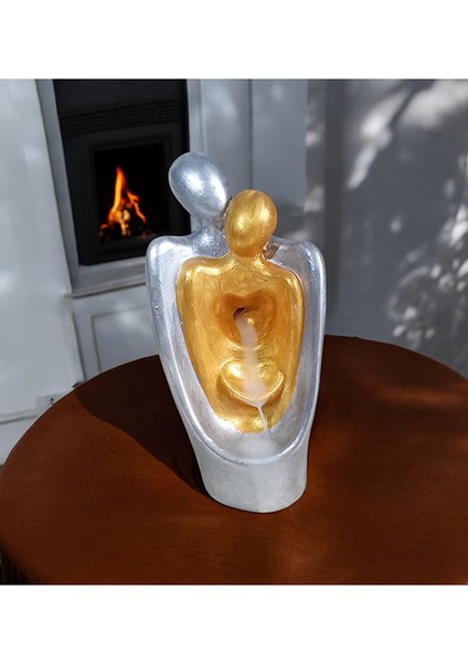 2 Adet Sarılan Çift Iki Renkli Geri Akışlı Şelale Tütsülük Gold & Gümüş