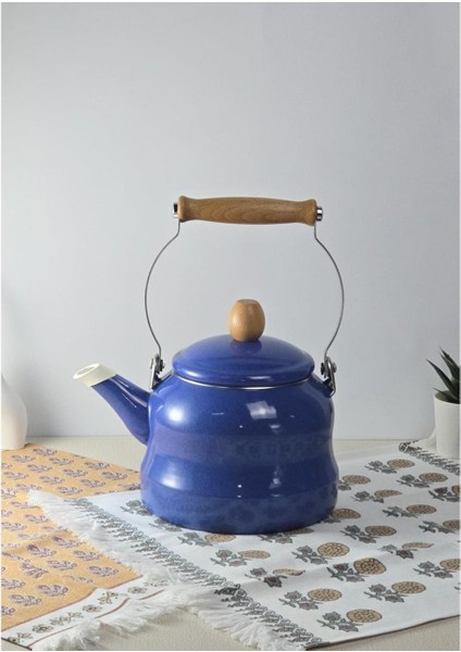 Alev Vintage Ahşap Saplı Emaye Demlik Kettle 2,5lt