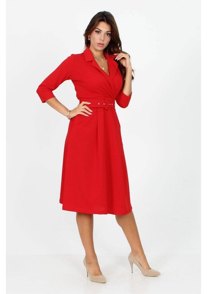 Dipmoda Kadın kemer detaylı midi boy elbise DKS016 fiyatları