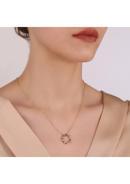 Cecilia Jewellery, Gökkuşağı Kolye, Zirconia Renkli Taşlı Kolye, 18 Ayar Altın Kaplama Kolye, 925 Ayar Gümüş Kolye,zirconia Ametist Kolye, Zirconia Zümrüt Kolye modelleri