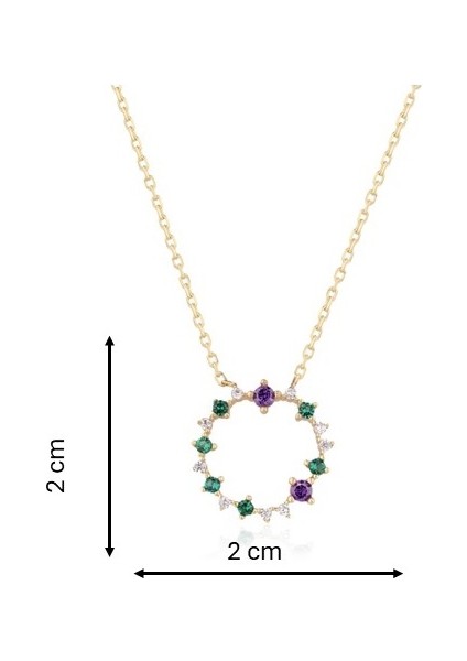 Cecilia Jewellery, Gökkuşağı Kolye, Zirconia Renkli Taşlı Kolye, 18 Ayar Altın Kaplama Kolye, 925 Ayar Gümüş Kolye,zirconia Ametist Kolye, Zirconia Zümrüt Kolye indirimleri