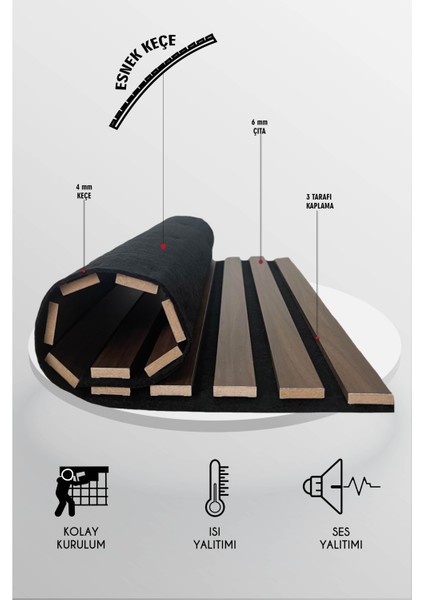 Mdf Ahşap Akustik Duvar Paneli - 100 x 275 cm - Barok modelleri