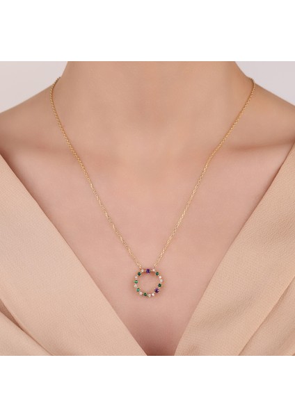 Cecilia Jewellery, Gökkuşağı Kolye, Zirconia Renkli Taşlı Kolye, 18 Ayar Altın Kaplama Kolye, 925 Ayar Gümüş Kolye,zirconia Ametist Kolye, Zirconia Zümrüt Kolye fırsatları