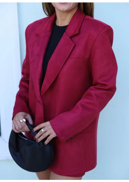 Bordo Astarlı Süet Blazer Ceket modelleri