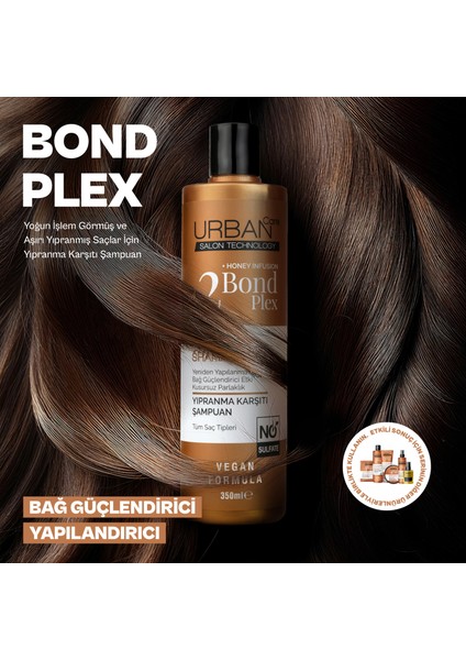 Bond Plex Yıpranma Karşıtı Sülfatsız Şampuan 350 ml + Saç Bakım Sütü 200 ml + Saç Bakım Yağı 100 ml - Vegan