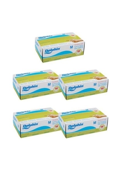 Lateks Pudralı Muayene Eldiveni (M) 5 Paket x 100 Adet