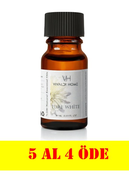Pure White Aromaterapi Uçucu Yağ Esansiyel Buhurdanlık Yağı 10ML