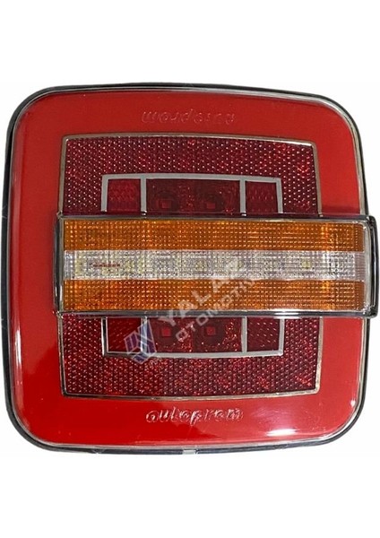 12V STOP LAMBASI KARE (NEON LEDLİ) (KAYAR SİNYALLİ) (4 FONKSİYONLU) (120*120 MM)