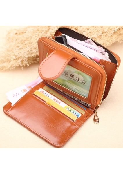 Cüzdan Kısa Cüzdan Pu Kadın Çanta Fermuar Düğmeli Çanta Kırmızı Küçük Cüzdan Para Cebi Cartera (Yurt Dışından) fiyatları