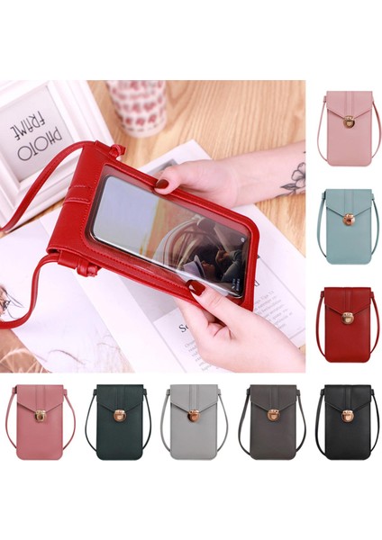 Cep Telefonu Dokunmatik Ekran Crossbody Çanta Kadın Çile Kilit Mini Işık Omuz Çanta Çanta Kılıfı Debriyaj Kadın Akıllı Telefon Cüzdan (Yurt Dışından)