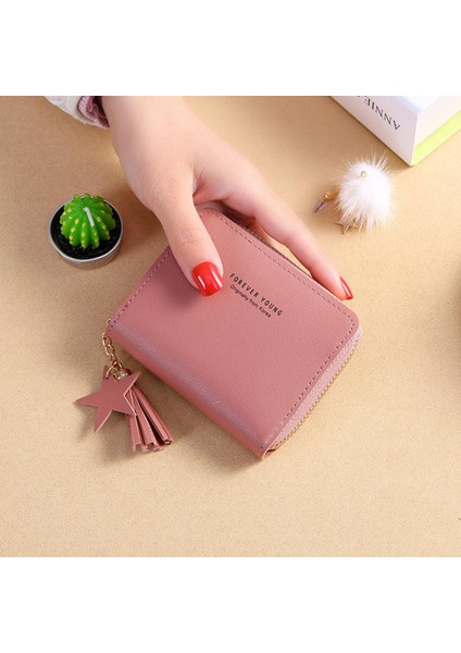 Geestock Basit Kadın Püskül Cüzdan Kısa Fermuar Küçük Cüzdan Bozuk Para Cüzdanı Mini Kadın Debriyaj Kredi Kartı Tutucu Kadın Kızlar Için (Yurt Dışından)