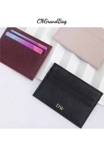Dropshipping Ince Rfıd Engelleme Cüzdan Saffiano Pu Deri Kredi Kartı Tutucu Özel Ilk Harfler Kımlık Kartı Durumda Hediye (Yurt Dışından)