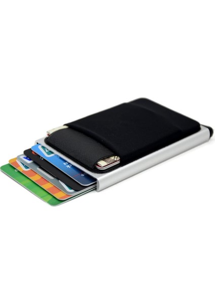 Esneklik Geri Kese Kimlik Kredi Kartı Tutucu Mini Rfıd Cüzdan Otomatik Pop Up Banka Kartı Kılıfı ile Yeni Ince Alüminyum Cüzdan (Yurt Dışından)