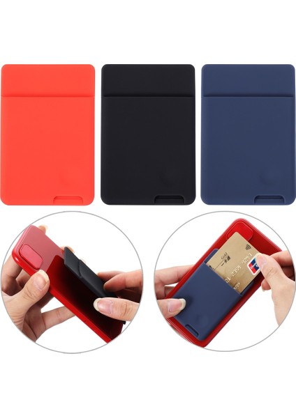 Evrensel Cüzdan Kılıf Telefon Kımlık Kredi Kartı Tutucu Üzerinde Sopa Silikon Kendinden Yapışkanlı Cep Telefonu Arka Cep Etiket Kart Kollu Çanta (Yurt Dışından)