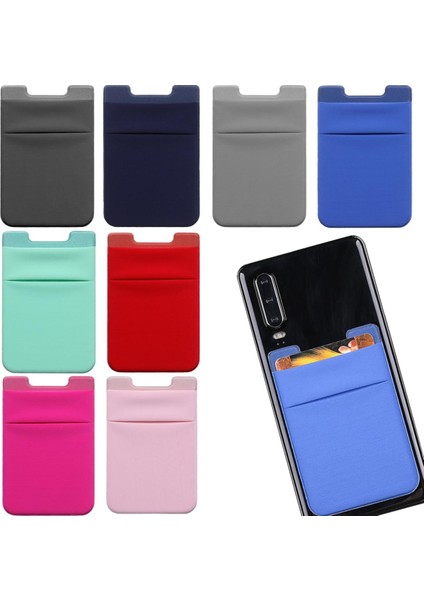 1 Adet Yapışkanlı Etiket Telefon Cebi Cep Telefonu Kart Üzerinde Sopa Cüzdan Esnek Kredi Kartları Kimlik Kartı Tutucu Kılıfı Kol (Yurt Dışından)