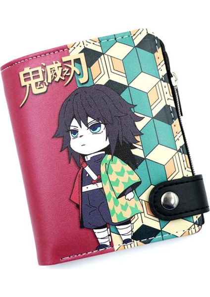 Anime Demon Slayer Yumuşak Düğme Cüzdan Tomioka Giyuu Fermuar Para Kartı Çanta (Yurt Dışından)