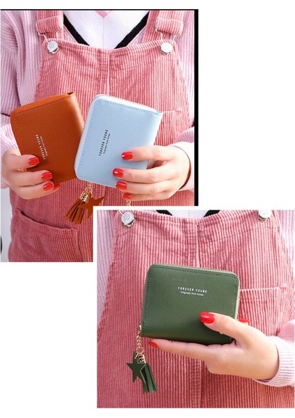 Cüzdan Yeni Kore Tarzı Basit Kare Kadın Cüzdan Kısa Fermuar Küçük Cüzdan Püskül Mini Bozuk Para Cüzdanı Kadın Debriyaj Kart Sahibinin (Yurt Dışından) fırsatları