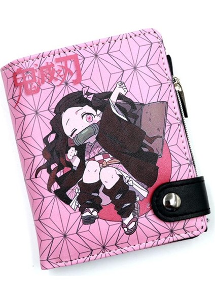 Anime Demon Slayer Yumuşak Düğme Cüzdan Kamado Nezuko Fermuar Para Kartı Çanta (Yurt Dışından)