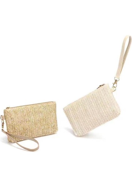 Dış Ticaret Kişiselleştirilmiş Dokuma Kadın Cüzdanları Bozuk Para Cüzdanı Kadın Çantası Saman Örme Debriyaj Mini Fermuar Cep Telefonu Çantası (Yurt Dışından)