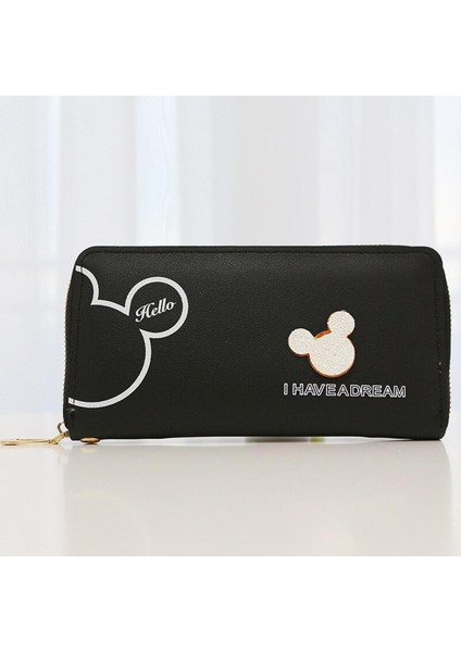 Disney Mickey Mouse Çanta Çok Bölmeli Kart Yuvası Cep Karikatür Kadın Çantası Küçük Taze Sıfır Cüzdan Küçük Kare Çanta Cüzdan (Yurt Dışından)