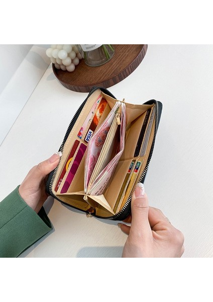 2022 Yeni Moda Pu Kadın Cüzdan Uzun Zip Cüzdan Çok Fonksiyonlu Büyük Kapasiteli Debriyaj Kart Sahibinin (Yurt Dışından) fırsatları