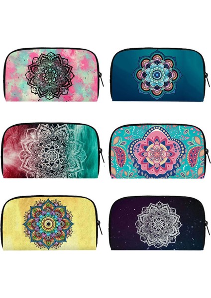 3D Mandala Çiçek Baskılı Cüzdan Kadın Alışveriş Taşınabilir Para Kutusu Çok Renkli Desen Moda Kımlık Kredi Kartı Çantası Hediye (Yurt Dışından)