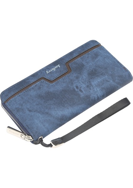 Baellerry Marka Erkek Cüzdan Retro Otantik Kanvas Bozuk Para Cüzdanı Büyük Kapasiteli El Cüzdanı Erkek Bileklik Cep Telefonu Çanta Mavi (Yurt Dışından) modelleri