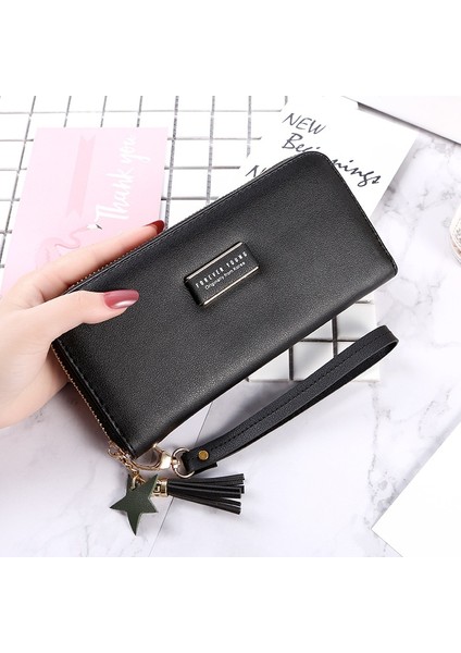 Düşük Işleme Düz Renk Uzun Debriyaj Bayan Çanta Kart Tutucu Püskül Kadın Cüzdan Fermuarlı Para Telefon Para Cebi Çanta (Yurt Dışından) fırsatları