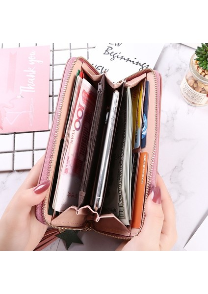 Düşük Işleme Düz Renk Uzun Debriyaj Bayan Çanta Kart Tutucu Püskül Kadın Cüzdan Fermuarlı Para Telefon Para Cebi Çanta (Yurt Dışından) indirimleri