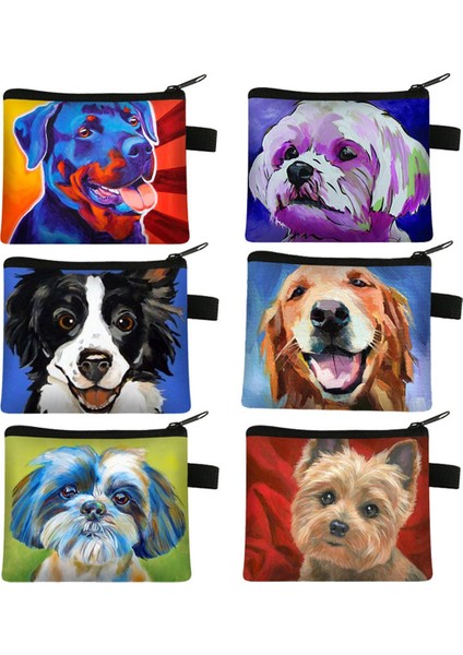 Güzel Schnauzer Köpek/altın Saç Köpek Baskı Bozuk Para Cüzdanı Tuval Taşınabilir Kız Para Çantaları Kart Cüzdan Ruj Çantası Hediye (Yurt Dışından)