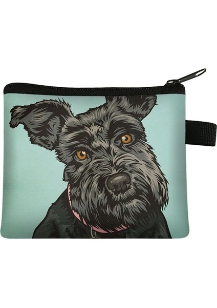 Güzel Schnauzer Köpek/altın Saç Köpek Baskı Bozuk Para Cüzdanı Tuval Taşınabilir Kız Para Çantaları Kart Cüzdan Ruj Çantası Hediye (Yurt Dışından)
