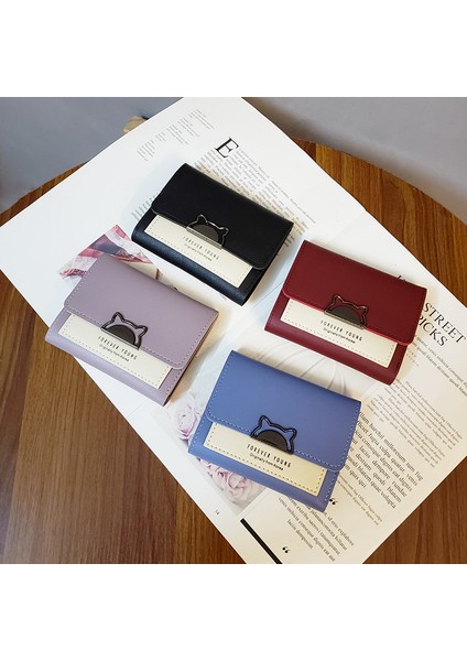 Kadın Cüzdan Kısa Cüzdan Mini Cüzdan Üç Katlanır Sevimli Kedi Kulak Küçük Cüzdan Bayan Çanta Kız Cüzdan Kart Sahibinin Para Çantası (Yurt Dışından) fiyatları