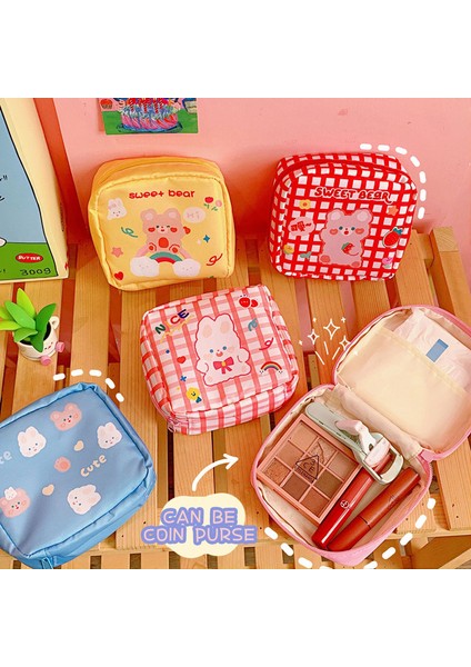 Kawaii Ayı Mini Debriyaj Cüzdan Kızlar Için Sevimli Para Kart Sahibinin Kese Küçük Makyaj Peçetesi Kulaklık Çantası (Yurt Dışından)