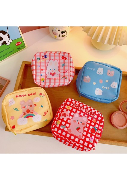 Kawaii Ayı Mini Debriyaj Cüzdan Kızlar Için Sevimli Para Kart Sahibinin Kese Küçük Makyaj Peçetesi Kulaklık Çantası (Yurt Dışından) modelleri