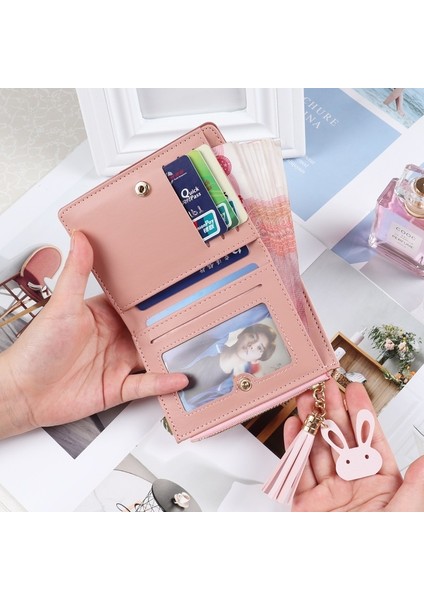 Geometrik Kadın Sevimli Pembe Cüzdan Cep Çanta Kart Tutucu Patchwork Cüzdan Bayan Kadın Moda Kısa Bozuk Para Cüzdanı Para Çantası (Yurt Dışından) fırsatları