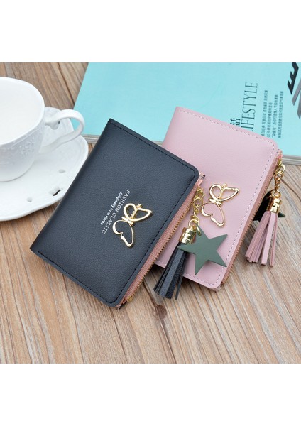 Kadın Cüzdan Küçük Mini Güvenli Para Çantası Kadın Kısa Kelebek Saçaklı Fermuar Çanta Kredi Kartı Tutucu Bozuk Para Cüzdanı Carteira (Yurt Dışından) fırsatları