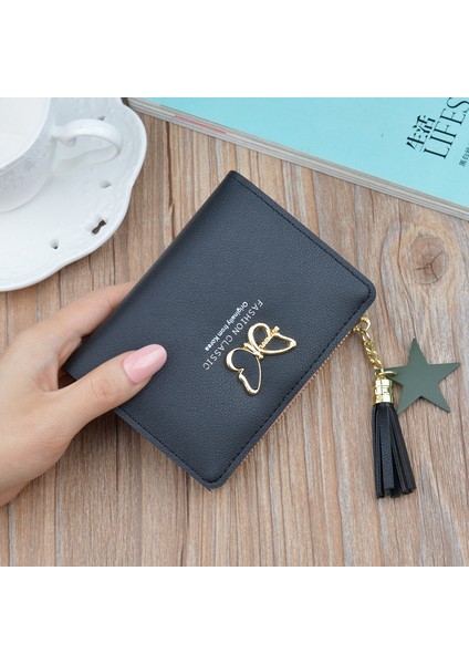 Kadın Cüzdan Küçük Mini Güvenli Para Çantası Kadın Kısa Kelebek Saçaklı Fermuar Çanta Kredi Kartı Tutucu Bozuk Para Cüzdanı Carteira (Yurt Dışından) indirimleri