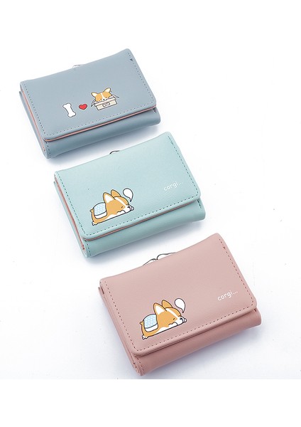 Karikatür Sevimli Corgi Köpek Bayan Çanta Kısa Kadın Para Para Cebi Kadın Cüzdan (Yurt Dışından) fiyatları