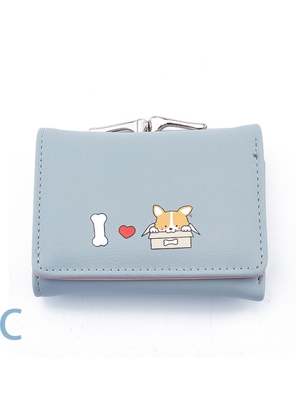Karikatür Sevimli Corgi Köpek Bayan Çanta Kısa Kadın Para Para Cebi Kadın Cüzdan (Yurt Dışından) fırsatları