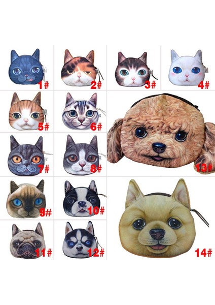 Amart-D Kedi Köpek Pet Yüz Kadın Para Cüzdan Çanta Mini Çanta Çocuklar Bozuk Para Cüzdanı Kese Kadın Cüzdan Para Çanta (Yurt Dışından) modelleri