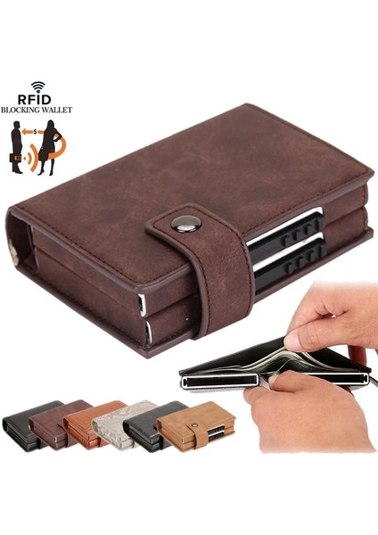 Anti Erkekler Engelleme Cüzdan Mini Pu Iş Alüminyum Kredi Kartı Tutucu Çanta Otomatik Dışarı Kaydırmalı Kart Durumda Akıllı Cüzdan (Yurt Dışından) fiyatları