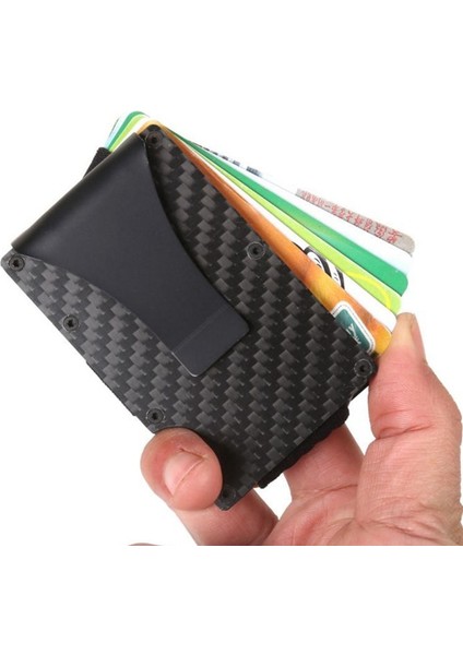 Karbon Fiber Rfıd Mini Ince Cüzdan Nakit Klip Metal Alüminyum Ticari Kredi Kartı Kimlik Tutucu Anti-Şef Kılıf Koruyucu (Yurt Dışından) fiyatları