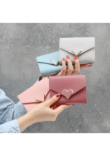 Kadın Çanta Küçük Şeker Renk Kısa Deri Kalp Cüzdan Lüks Marka Ünlü Mini Kadın Moda Cüzdan Kredi Kartı Tutucu (Yurt Dışından)